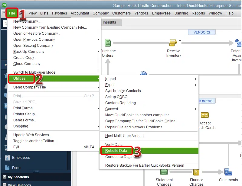 Rebuild data utility - Screenshot