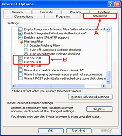 Advanced connection settings - Screenshot