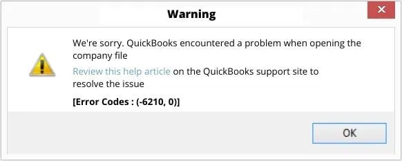 QuickBooks error message 6210 0 - Image