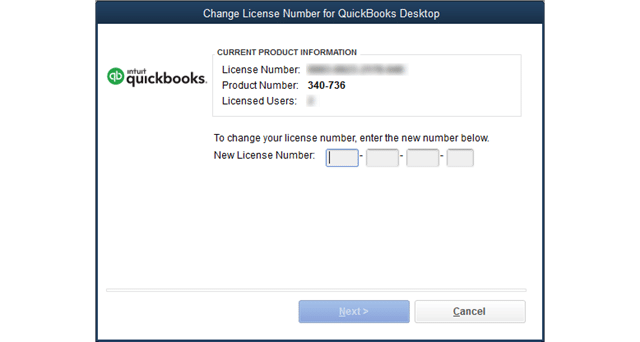 Change a QuickBooks Desktop license number - Image