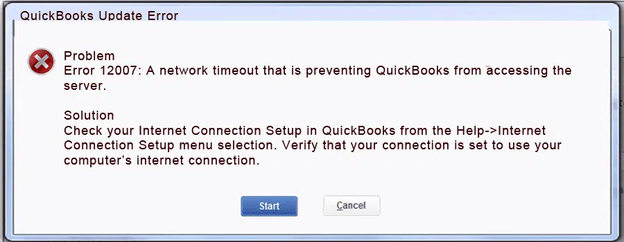 QuickBooks Error Code 12007 - Image