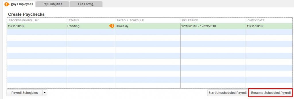 Resume Scheduled Payroll - Image