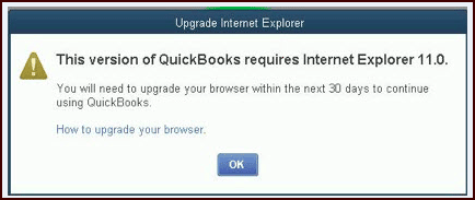 The version of QuickBooks desktop requires Internet Explorer - Image