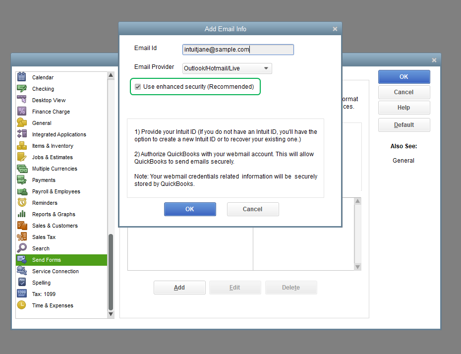 Use enhanced security checkbox - Image
