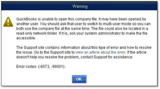 QuickBooks Error Code 6073 and 99001