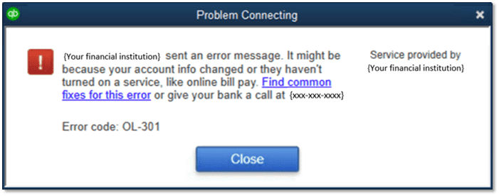 QuickBooks Error OL-301