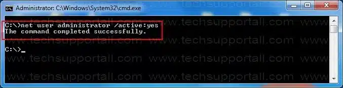 net user administrator active yes command Image