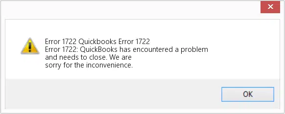 QuickBooks error code 1722 - Image