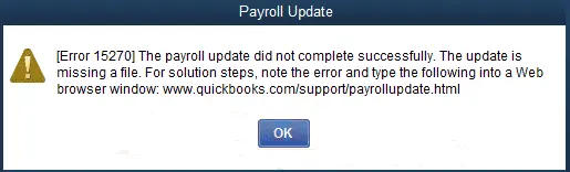 QuickBooks Payroll Error Message 15270