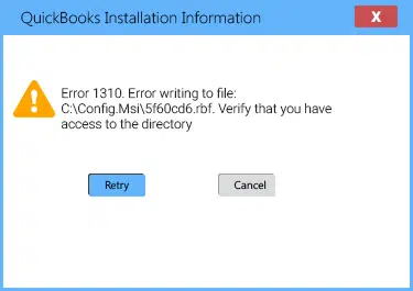 QuickBooks error 1310 Screenshot