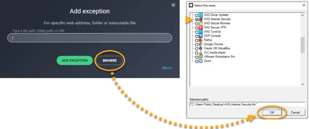 Add Path in AVG antivirus