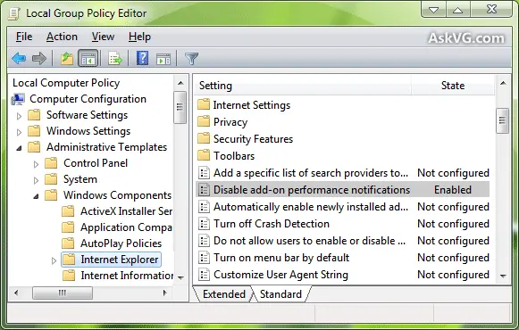 Disable the Add ons in the Internet Explorer