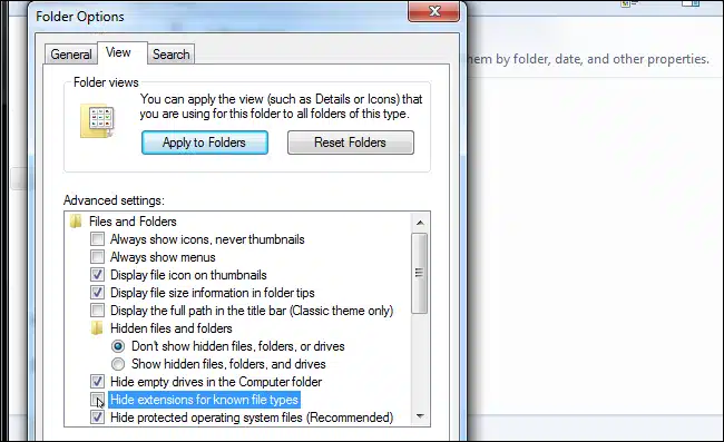 Hide extensions for recognized file types - Image