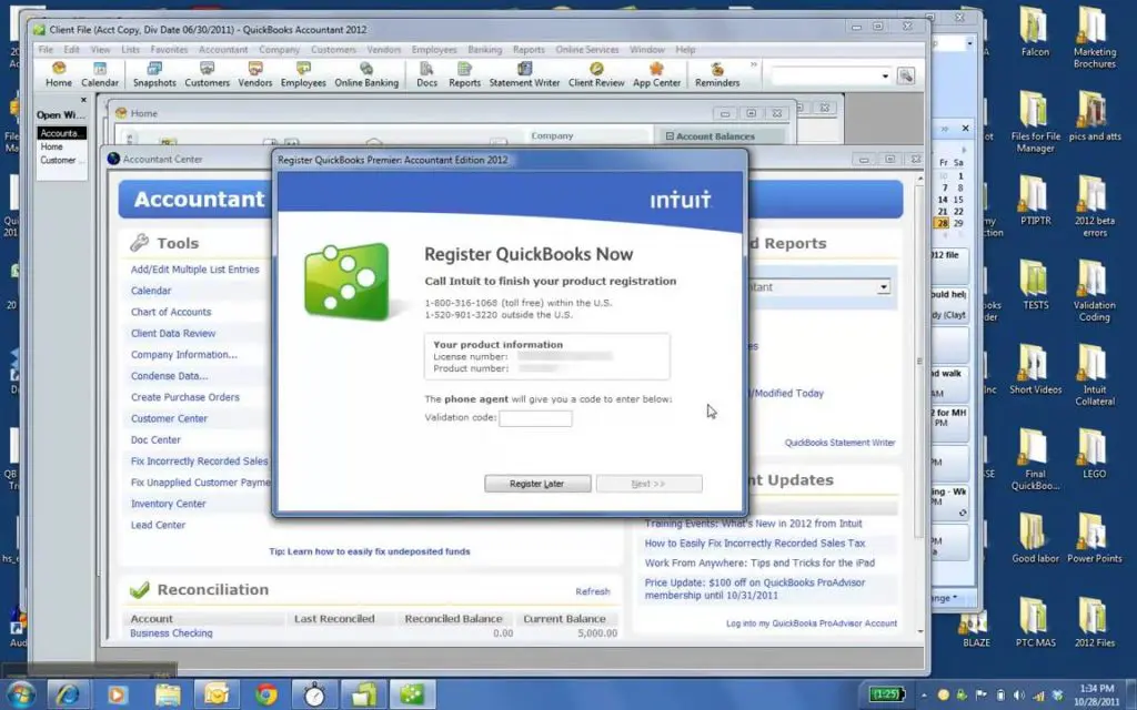 Register QuickBooks desktop 