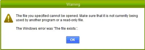 The file you specified cannot be opened or The file not exists