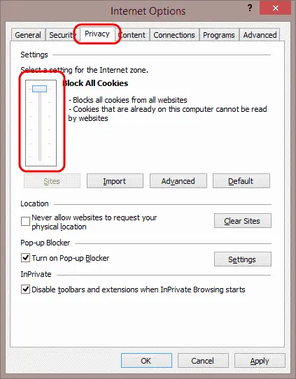 Checking and changing the additional privacy settings