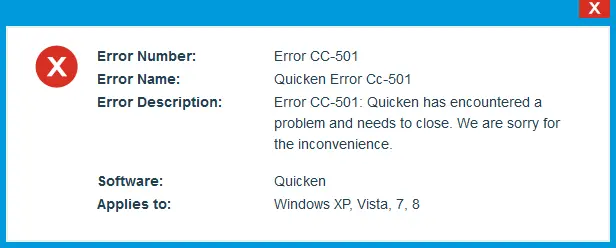 Quicken Error CC 501