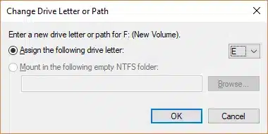 Assign drive letter Screenshot
