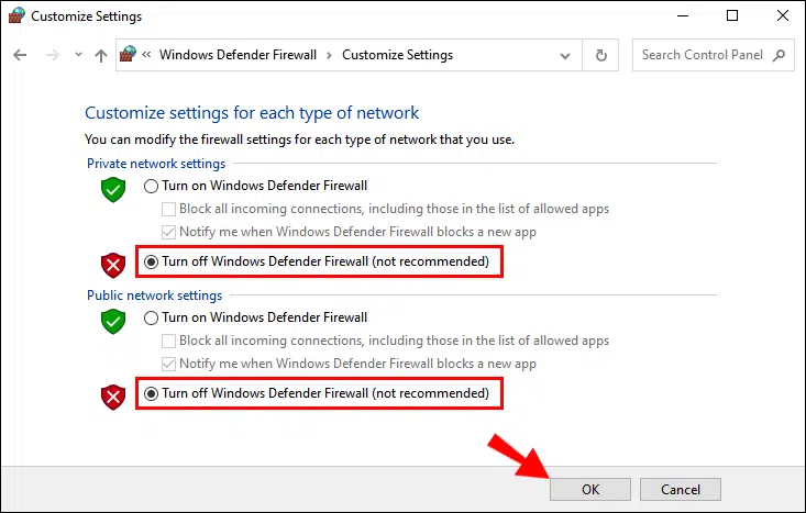 Turn Windows Firewall on or off - Image