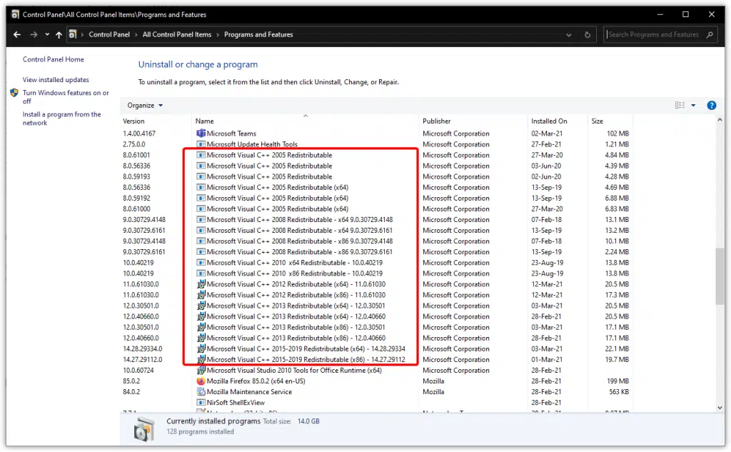 M.S. Visual C++ Redistributable package - Image
