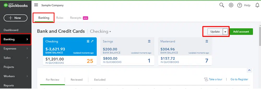 Update Banking in QuickBooks Online - Image